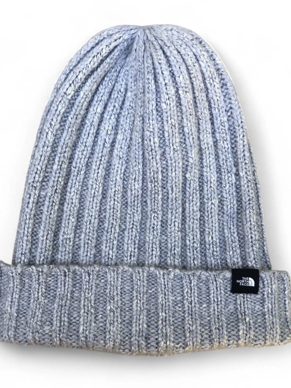 Vintage THE NORTH FACE Ribbed Knit Beanie Hat Men's Grey One Size Cap Winter